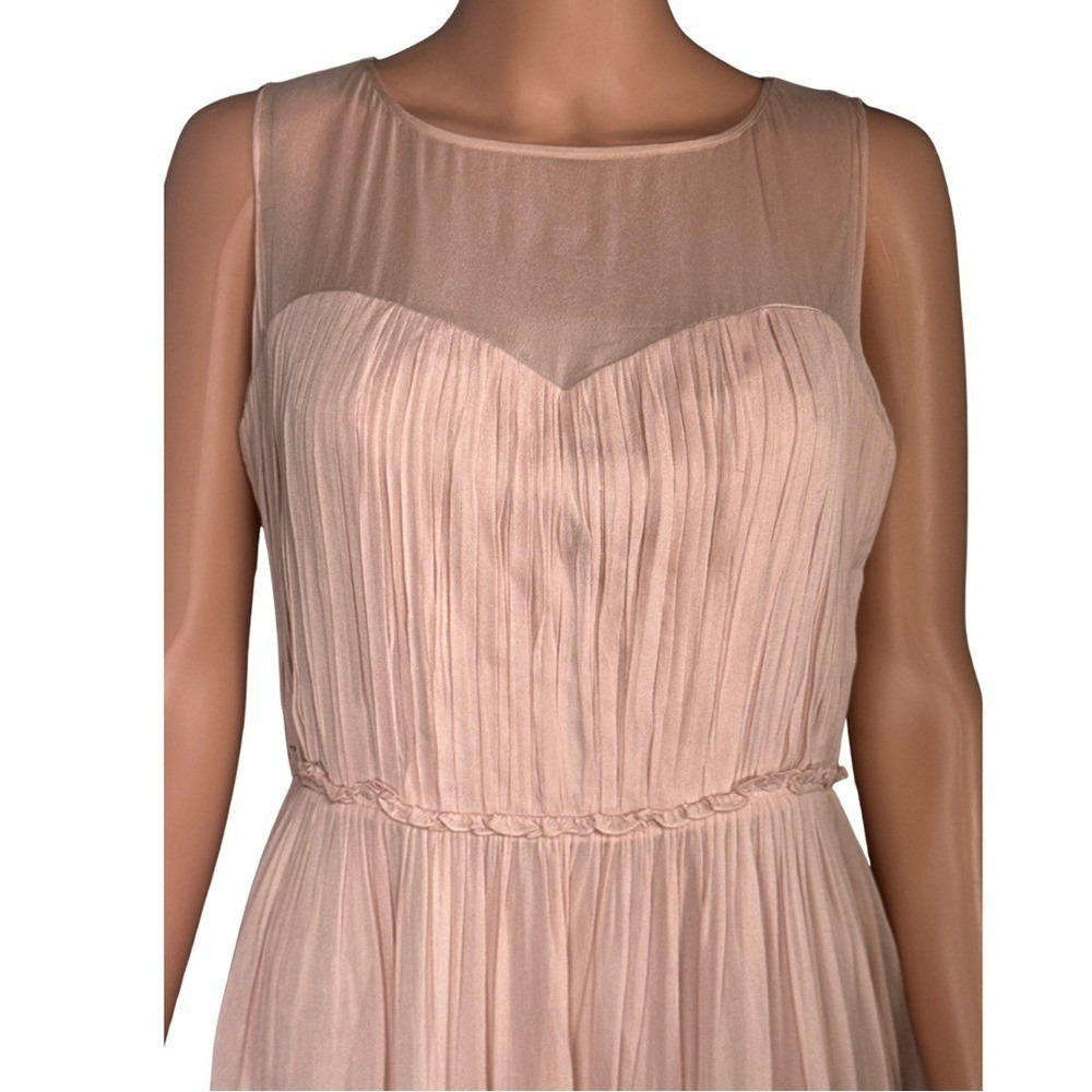 Boden Light Pink Chiffon Illusion Sweetheart Pleated Mini Dress – Size 8